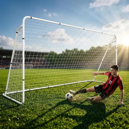 Danniu 12'x6' Soccer Goal, Portable Football Net with Frame, Backyard Training & Outdoor Practice Goals for Adults & Kids, Easy Setup Tournament Equipment