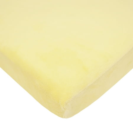 TL Care Heavenly Soft Chenille Fitted Mini Crib Sheet 24" x 38", Warm and Cozy Chenille Portable Sheet, Maize, for Boys and Girls, Fits Most Pack N Play Mattresses