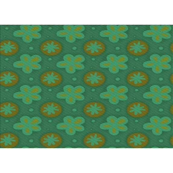 Ahgly Company Indoor Rectangle Patterned Jungle Green Area Rugs, 2' x 4'
