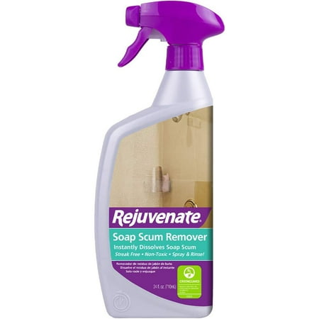 Rejuvenate Scrub Free Soap Scum Remover Non-Toxic Non-Abrasive Cleaning Formula - Spray and Rinse for Streak Free Finish on Glass, Ceramic Tile, Chrome, Plastic and More â?? 24 (Best Ceramic Tile Cleaner)