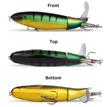 Topwater Fishing Lures Set Bass Lures with Floating Rotating Tail Fish Bait Lures Hard Bait Hook/Fish Tackle Bait for Freshwater and Saltwater
