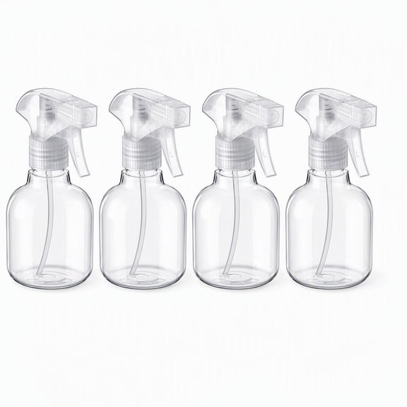 YEMNPIOS 4 Pcs 8 oz Empty Plastic Spray Bottle with Trigger Sprayers Adjustable Head Fine to Stream Refillable for Hair Plants Cooking Pets No Leakage Clear