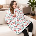 thumbnail image 4 of Wearable Lamb Fleece Blanket Hoodie,Pioneer Flower Floral Print Pattern Oversized Sherpa Blanket Hoodie with Super Pockets,Super Warm Fuzzy Pullover for Women & Men, 4 of 6