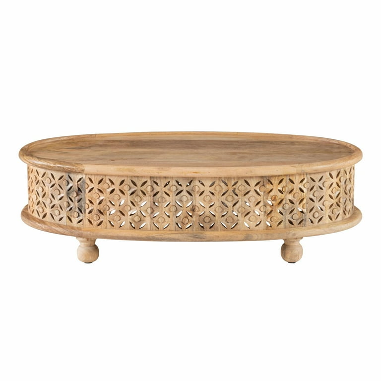 Linon Lainey Oval Wood Coffee Table in Blue Walmart