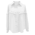 thumbnail image 5 of Women Button Down Dressy Shirts Collared Puff Long Sleeve Ruffle Tops Ladies Fall Elegant Casual Fashion Work Shirt S-XXL, 5 of 6