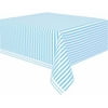 Plastic Light Blue Striped Table Cover,