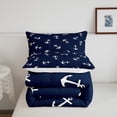 thumbnail image 4 of Summer Anchor Comforter Set Full Size, Nautical Anchor Bedding Set Teens Bedroom Decor, Fashion Navy Blue Quilt Set Soft Polyester Duvet, 4 of 7