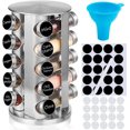 thumbnail image 1 of defway Spice Rack Organizer for Countertop - Stainless Steel Spice Organizer with 20 Seasoning Jars and Funnel, Large Standing Cabinet Seasoning Tower for Kitchen (20 Round), 1 of 7