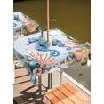 thumbnail image 2 of Outdoor Tablecloths with Umbrella Hole & Zipper, Seahorse Coastal 54x54 Inch Square Tablecloths, Summer Nautical Starfish Coral Ocean Waterproof Table Cloth, Patio/Pool/Picnic Table Covers, 2 of 8