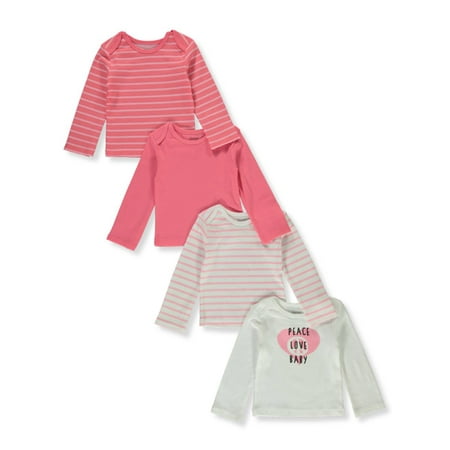 

Hanes Baby 4-Pack Lap Shoulder L/S T-Shirts - fuchsia 12 - 18 months (Infant)
