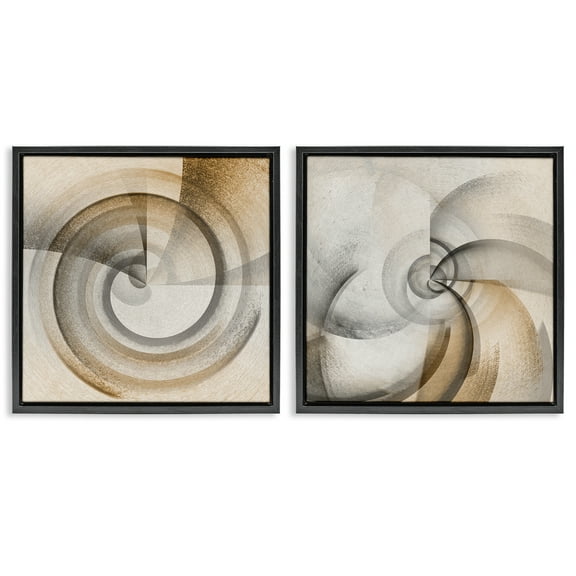 Stupell Industries Spinning Vortex Abstractions Abstract Painting Black Floater Framed Canvas Art Print Wall Art, 18 x 18, Set of 2