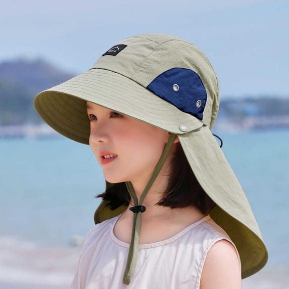 Summer Sun Wide Brim Bucket Hat For Kids Boys Girls Fisherman Style Neck Funny Hats Adjustable Cute Caps Adjustable Baseball Hats for Boys & Girls