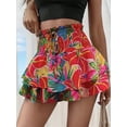 thumbnail image 6 of Women'S High Waist Ruffle Mini Shorts Cute Tiered Short Shorts with Shorts Underneath Red XL, 6 of 7