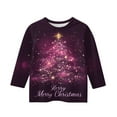 thumbnail image 4 of Grblisyd Girls Tops Kids 10-12 Graphic Pink Shirts Christmas Shirts 3/4 Sleeve Xmas Tree Snowflake Print Cute T Shirts Trendy Cute Tops Dark Purple 130, 4 of 5