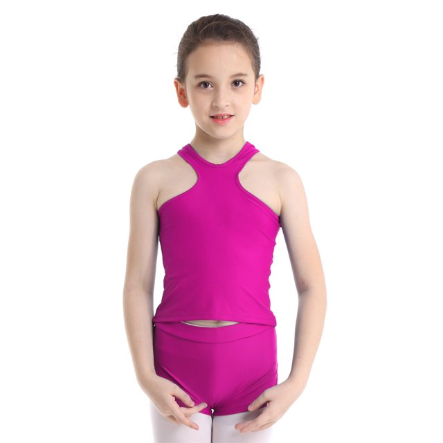 iiniim Girls 2PCS Ballet Dance Gym Leotard Dancewear Racer Back Tank