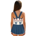 thumbnail image 2 of COEQINE Swim Dress for Girls, One Piece Swimwear with Attached Skirt & Built-in Brief, Comfortable Tank Neckline & Secure V-Back, for Pool & Beach, Sizes 8-9, Strawberry Bow Dark Blue, 2 of 8