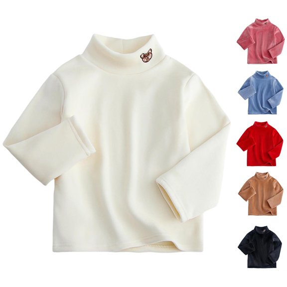 Girls T Shirts Kids Thermal Base Layer High Neck Long Sleeve Warm Winter Top Girls' Tops Red 10-11 Years