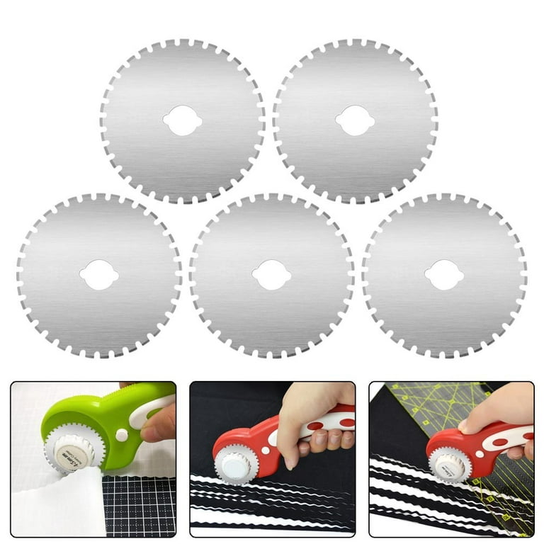 2 Pieces 45 mm Perforating Rotary Replacement Blades 45 mm Rotary Cutter  Blades with Plastic Box for Crochet Edge Cutting Crafting Sewing Leather  Paper Cardstock