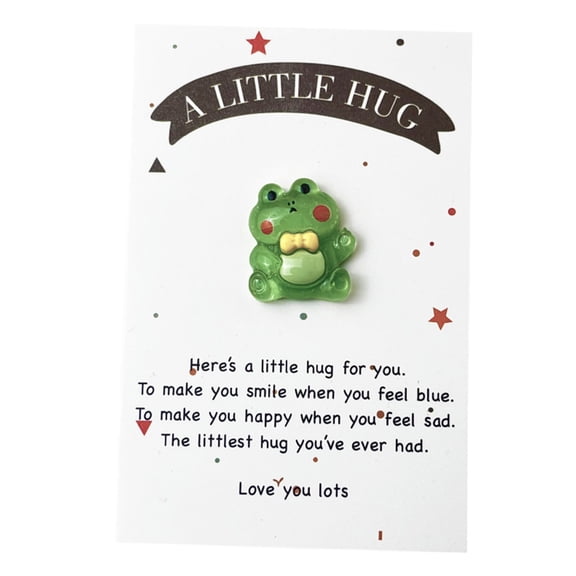 Greeting card,Pocket Hug Dinosaur Decoration With Greeting Card A Little Hug Green Frog Resin Ornament Friends Family Birthday Anniversary
