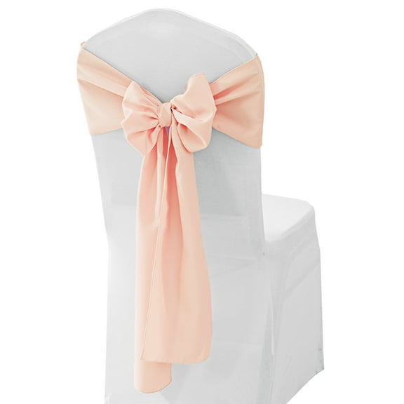 Wedding Linens Inc. (10 pcs) 8" x 108" Polyester Premium(200 GSM) Cotton Chair Sashes for Wedding, Events, Party Décor use - Apricot / Peach