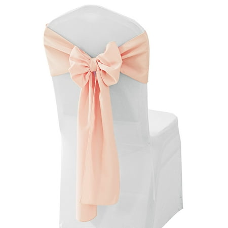 

Wedding Linens Inc. (10 pcs) 8 x 108 Polyester Premium(200 GSM) Cotton Chair Sashes for Wedding Events Party Décor use - Apricot / Peach