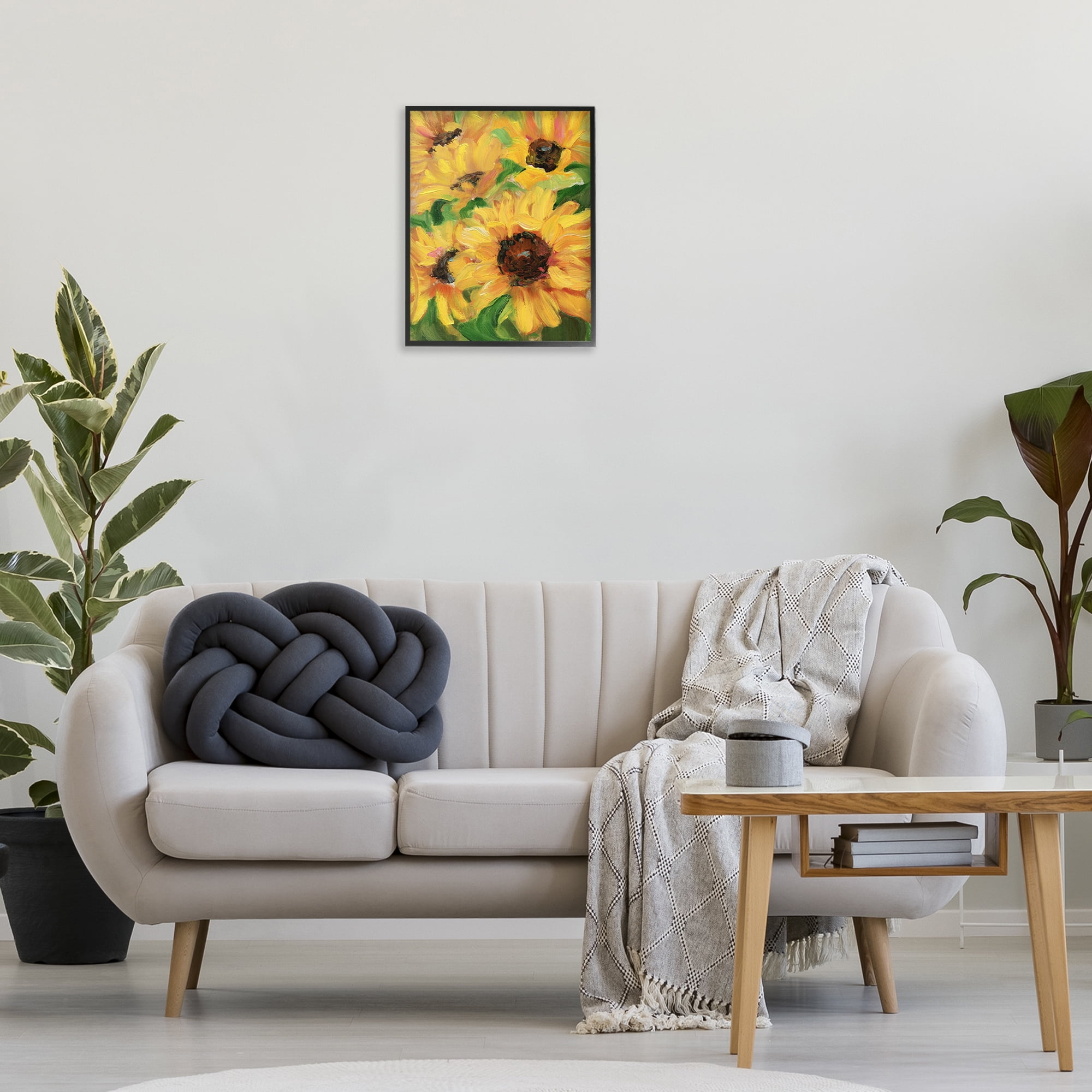 Stupell Industries Bright Sunny Sunflowers Botanical & Floral Painting Black Framed Art Print Wall Art, 16 x 20