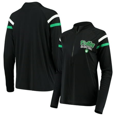 Women s 5th & Ocean by New Era Black Boston Celtics Pullover Half-Zip Thumb Holes Jacket