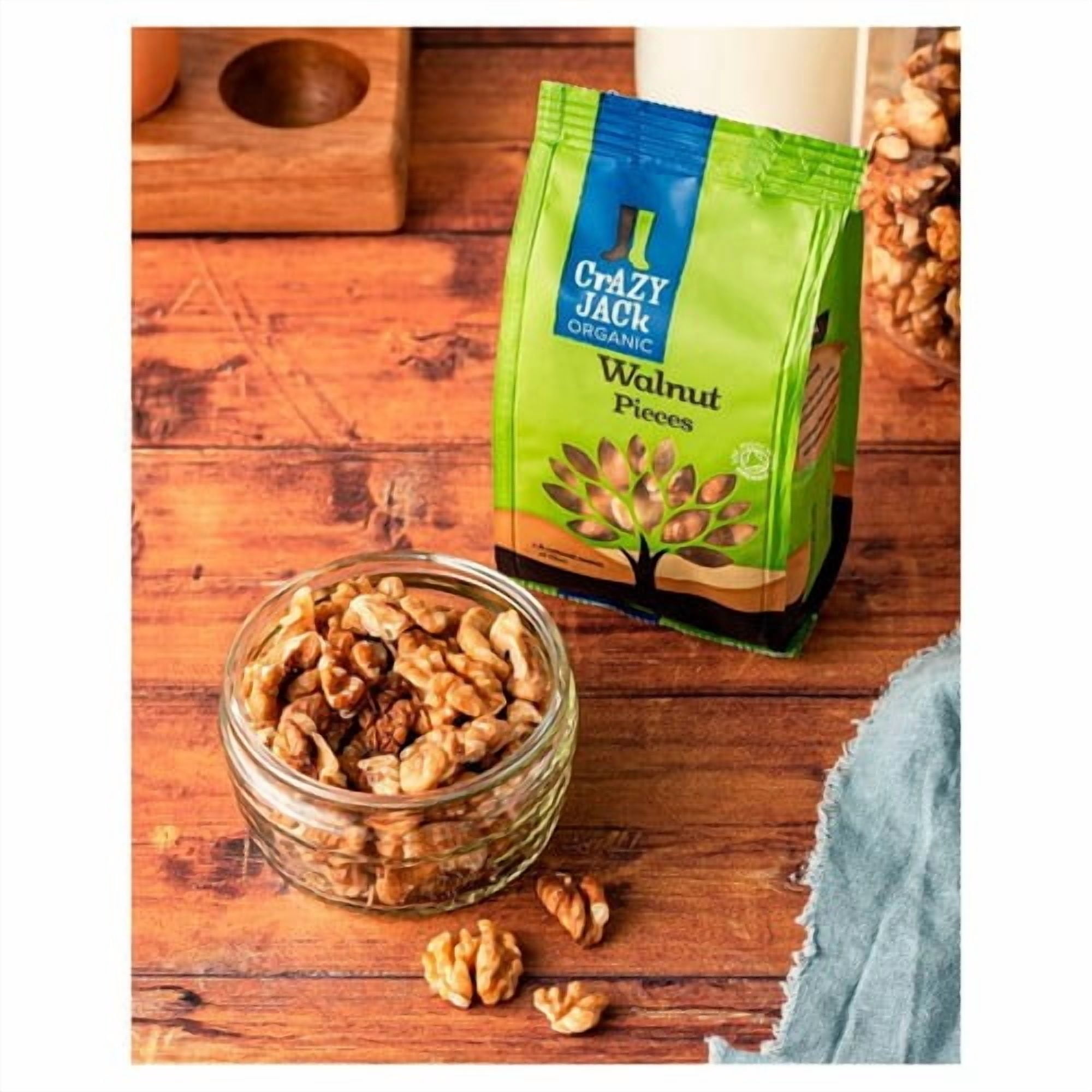 Crazy Jack Organic Walnut Pieces 100g, British Import (Pack of 3)