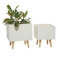 thumbnail image 2 of DecMode 13", 15" White Ceramic Contemporary Planter, 2 - Pieces, 2 of 6