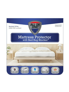 All-in-One Bed Bug Blocker Waterproof Zippered Mattress Protector, Twin-XL