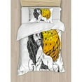 thumbnail image 3 of Zodiac Decor King Size Duvet Cover Set, Royal Leader of Zodiac Leo Symbol with Giant Sun and Stars Birth Fortune Image, Decorative 3 Piece Bedding Set with 2 Pillow Shams, Multi, by Ambesonne, 3 of 3