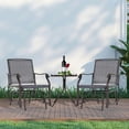 thumbnail image 5 of Spaco 3-Piece Outdoor Glider Chair with Coffee Table Bistro Set, 2 Patio Rocking Swing Chairs with Breathable Sling Fabric, Glass Tabletop, for Backyard, Garden and Porch, Gray, 5 of 11