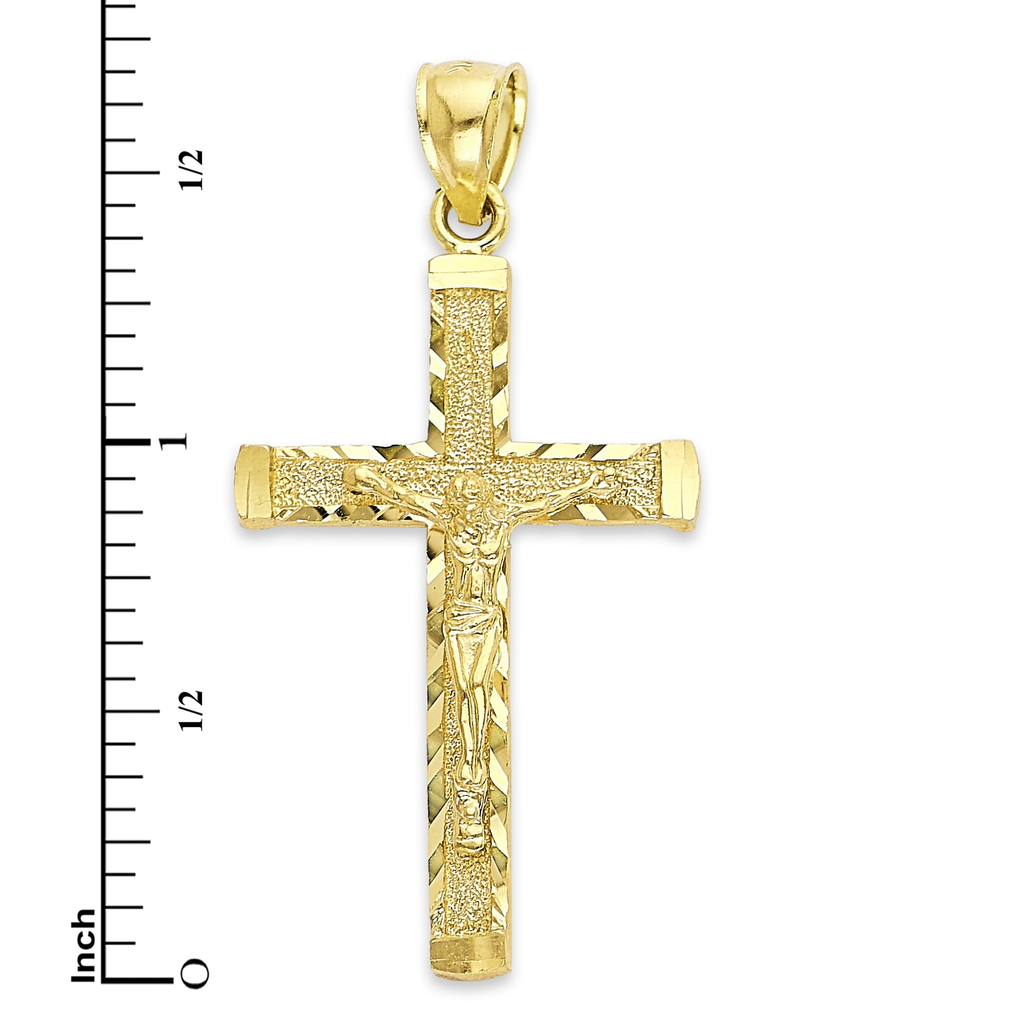 Solid 10k Gold Crucifix Pendant for Necklace, Jesus Piece, Catholic Jewelry for Him