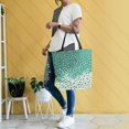 thumbnail image 4 of FORMRS Womens Canvas Tote Bag with Zipper Inner Pocket Shoulder Handbag, Green and White Pattern, 4 of 7