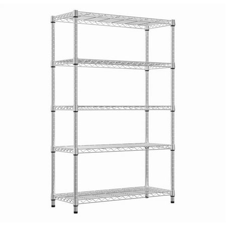 Steel Storage Shelving 5-Tier Utility Shelving Unit Steel Organizer Wire Rack for Home,Kitchen,Office,Garage, 1750 LBS Capacity 17.7" D x 47.2" W x 72.3" H