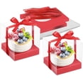 thumbnail image 1 of SINGOMON 24 Pcs Boîtes Transparentes Boîtes à Cupcakes de 3 Pouces avec Ruban Rouge et Insert pour Gâteau Boîtes à Cupcakes Rouges Porte-Cupcakes Carrés Transporteur de Cupcakes Boîtes-Cadeaux en Plastique Boîtes à Macarons Boîtes de Boulangerie, 1 of 6