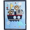 thumbnail image 2 of Sweet Baba Elephant Lion Crib Bedding Set for Boys, 3 Piece Includes Quilt,Fitted Sheet,Crib Skirt, Blue Baby Nursery Set, Portable Standard Set(Nautical Theme), 2 of 7