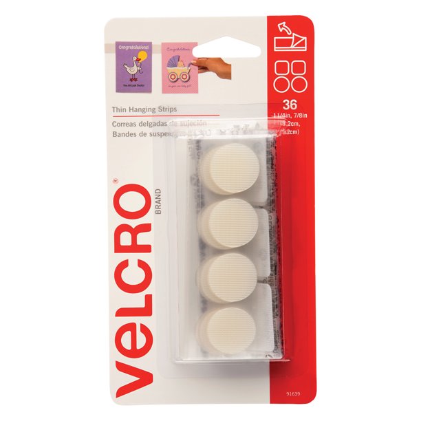 Velcro Removable Hook & Loop Fasteners, 1 1/4" Square & 7/8" Coin