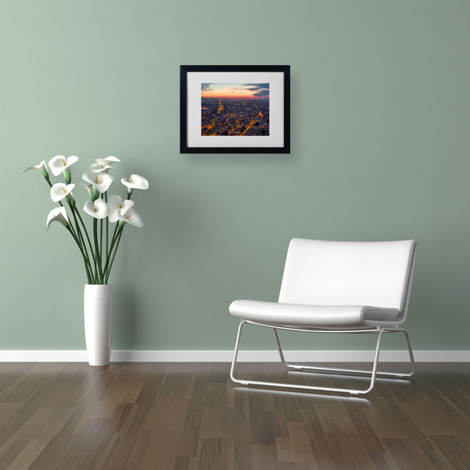 Trademark Fine Art "From the Roofs of Paris" Framed Canvas Art by Mathieu Rivrin