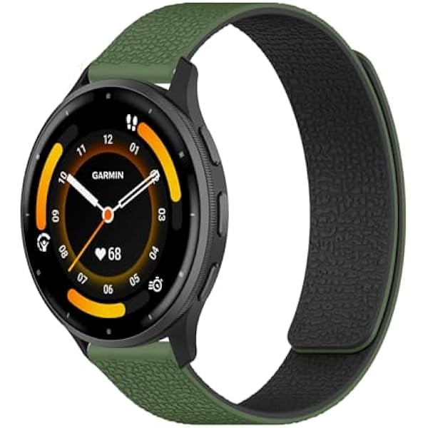 wonima11 22mm Silicone Magnetic Band Compatible with Garmin Venu 4/3 45mm/Forerunner 570 47mm, Soft Sport Strap, Replacement Wristband Strap for Garmin Forerunner 265/255/255 Music(Green + Black)
