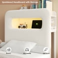 thumbnail image 4 of Homfa 2 Piece Twin Size Beds LED Bed Frame with Storage Headboard & USB Ports & Outlets, Velvet Upholstered Platform Bed Frame with 2 Drawers, Beige  (Wooden Slats+2 Drawers+ 1-Tier Side Shelf), 4 of 8
