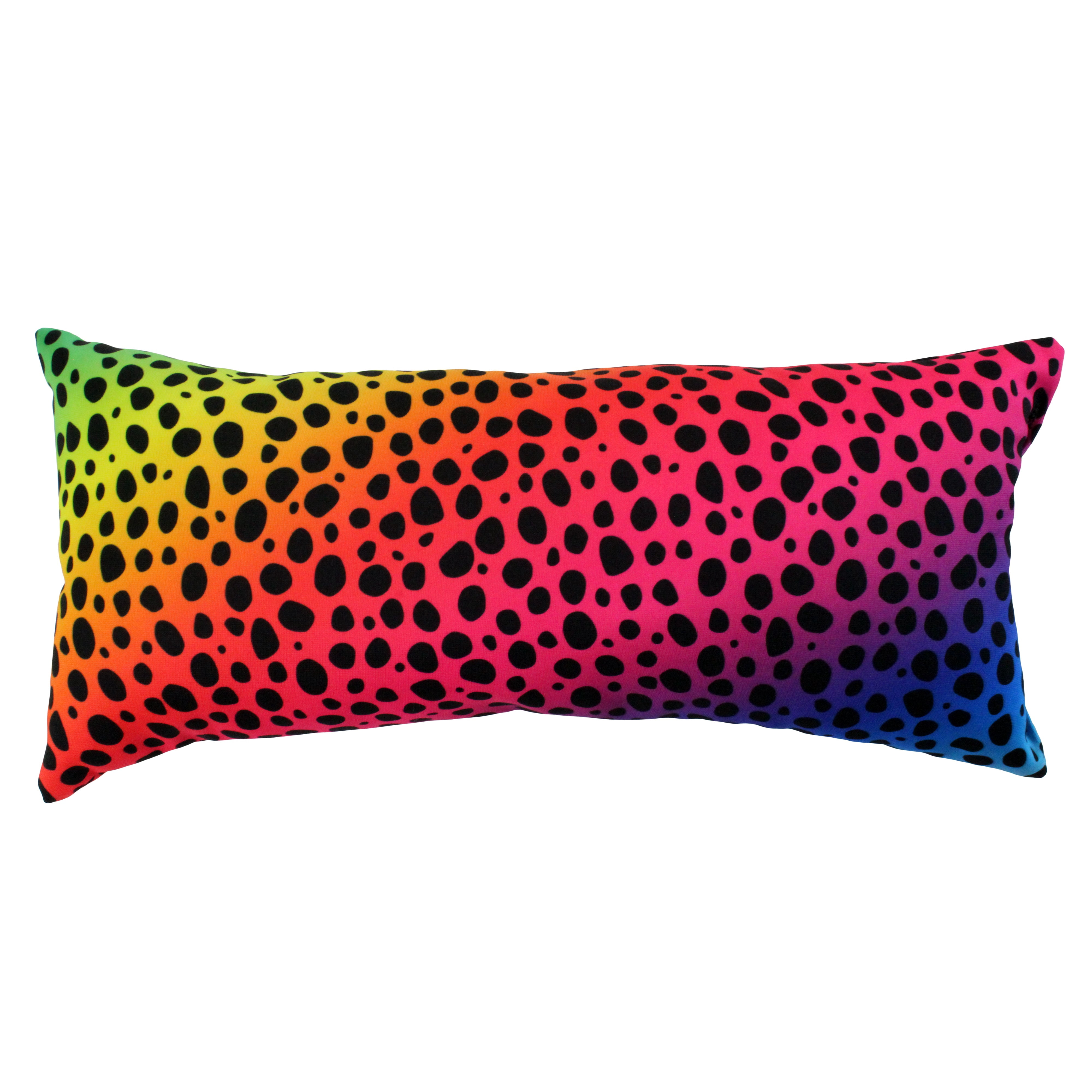Everything Comfy Cheetah Print Decorative Pillow, 16x6 Inch, Rainbow Gradient,