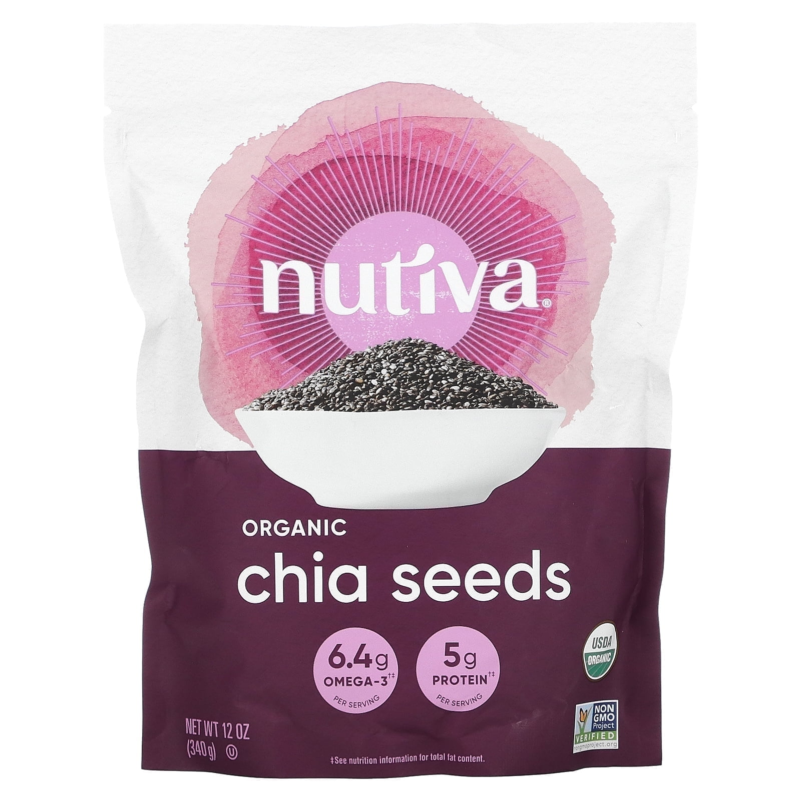 Nutiva Organic Chia Seed Black 12 oz Pack of 2