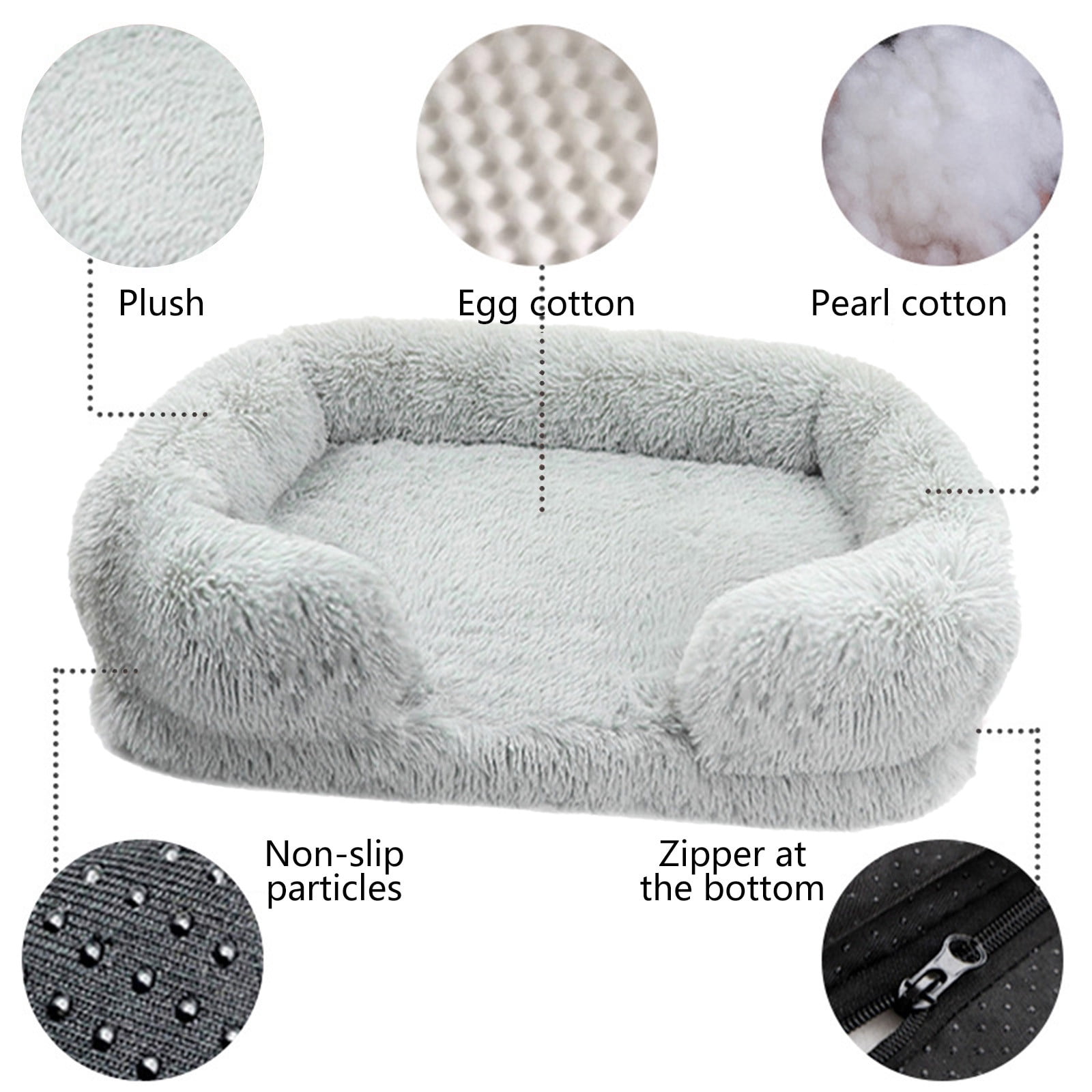 Calming Dog Bed for Medium Dogs, Fluffy Soft Cozy Cat Bed, Faux Fur Anti-Anxiety Plush Donut Cuddler, Washable Pet Bed for All Seasons, Gray