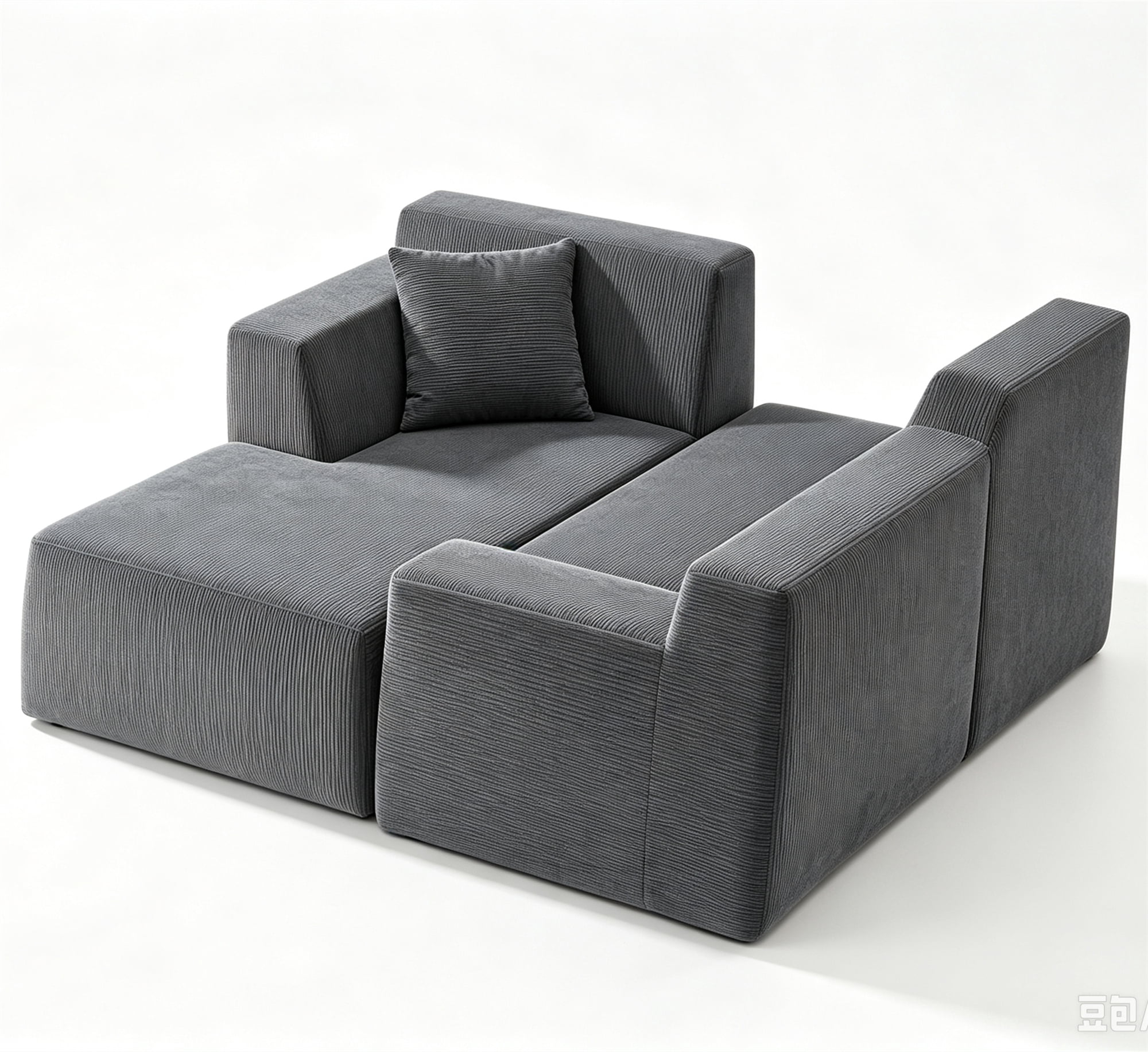 Aukfa 97" Cloud Sectional Sofa Tight Back Boneless Couch Modular L-Shaped Couch, Right Chaise Corduroy Sofa for Living Room, Gray