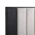 thumbnail image 3 of Black Finish Beige Upholstery Queen Size Panel Bed Wooden Bedroom Furniture 1pc, 3 of 6