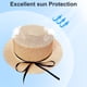 thumbnail image 4 of Sombrero de paja para mujer con circunferencia de 56-58 cm, sombrero para el sol con lazo de cinta, sombrero de copa plana para exteriores, sombrero para el sol con protección solar, 4 of 5