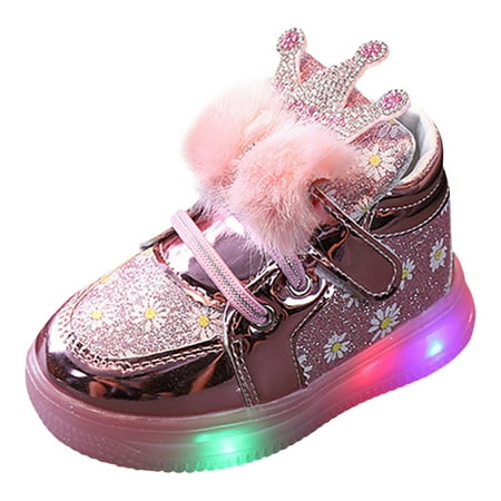

Youmylove Fall Winter Children Sports Sneakers For Kids Children With Light Up Shoes Small Chrysanthemum Glossy Girls Shoelace Lights Child Lovely Footwear First Walking