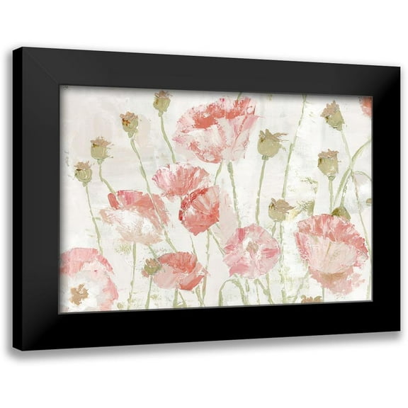 Cusson, Marie Elaine 14x11 Black Modern Framed Museum Art Print Titled - Poppies in the Wind Blush Landscape