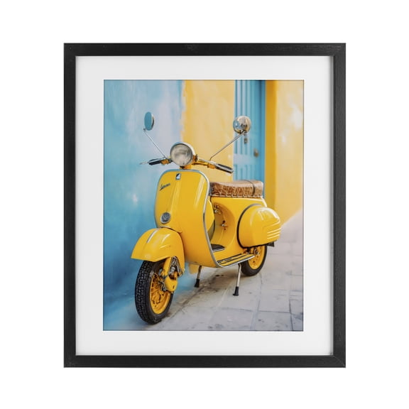 Stupell Industries Sunny Ride Vintage Moped Black Framed Print Under Glass, design by Franklyn Gregory
